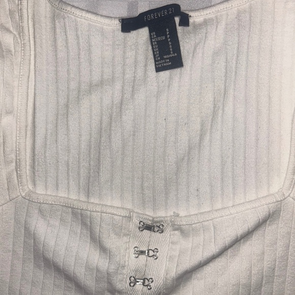 Forever 21 Ribbed Corset-Style Long Sleeve Top – White, Size S - Picture 2 of 4